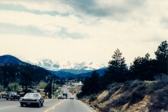 First view of Rocky Mountains just west of Denver