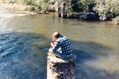 Jeff eating Cocoa Krispies while pole-sitting in southwestern Colorado